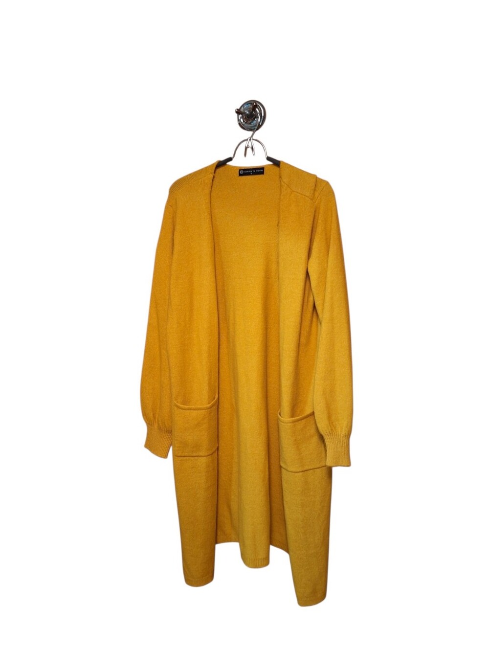 FTF  Mustard Open-Front Long Cardigan Sweater Ladies Plus size 0 Lantern Sleeve
